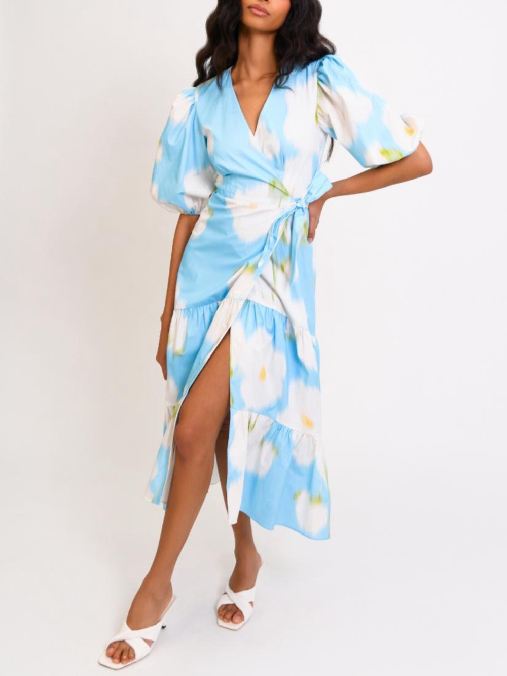 Anthropologie Hutch Marisol puff sleeve wrap midi dress